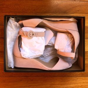NIB J Crew Laila Pink Suede Wedges Sz 7